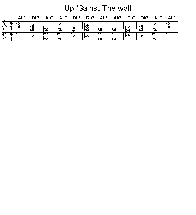 Up 'Gainst The Wall, p1: GIF image of the score for the chord progression of John Coltrane's blues "Up Gainst The Wall".