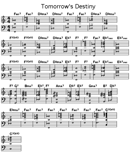 Tomorrow's Destiny, p1: GIF image of the score for the chord progression of Woody Shaw's "Tomorrow's Destiny".