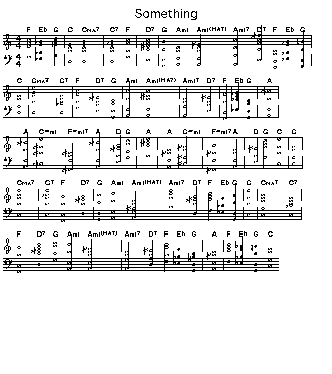 Something, p1: GIF image of the chord changes for George Harrison's "Something".