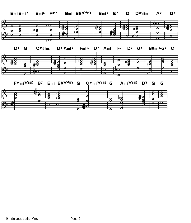 Embraceable You, p2: GIF image of page 2  of the score of the changes of George Gershwin's "Embraceable You".