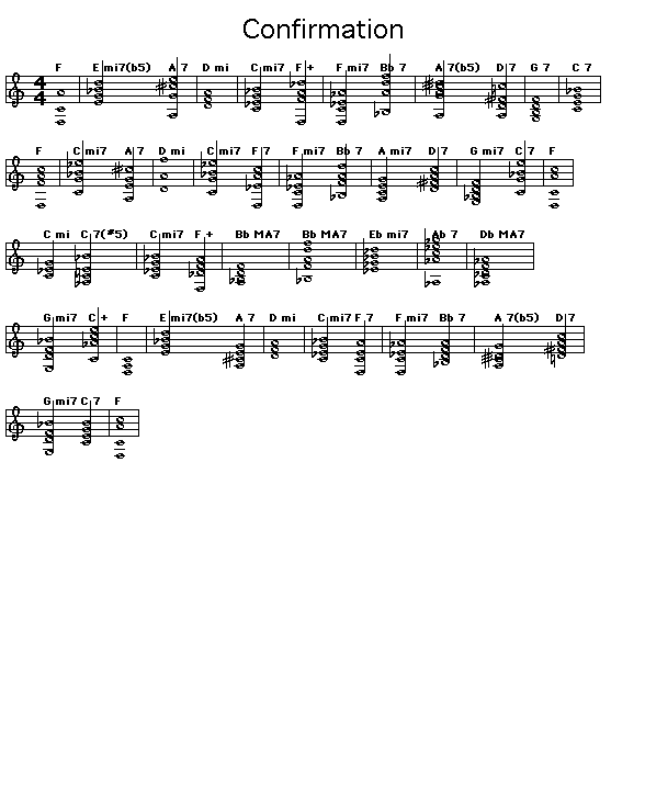 Confirmation: Gif rendering of the chord progression for Charlie Parker's "Confirmation".<p>