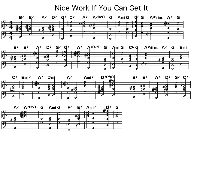 Nice Work If You Can Get It, p1: GIF image of the score for the chord progression of George Gershwin's "Nice Work If You Can Get It".