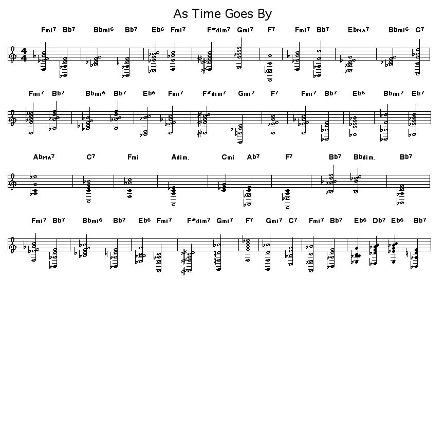 As Time Goes By, p1: Printable GIF image of the score of the chord progression of Herman Hupfield's "As Time Goes By".