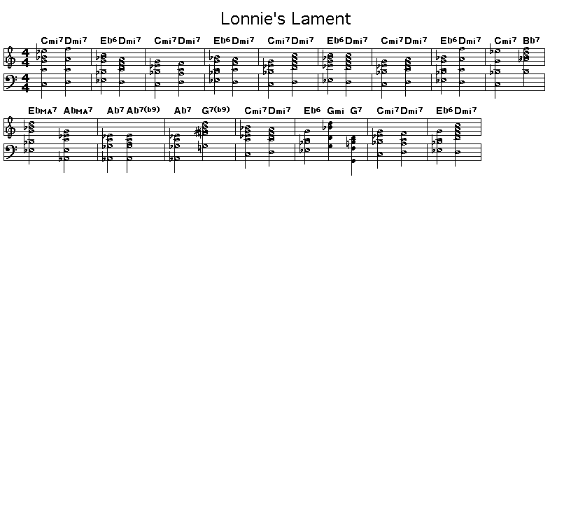 Lonnie's Lament,p1: GIF image of the score for the chord progression of John Coltrane's "Lonnie's Lament".